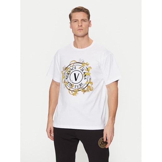 Versace Jeans Couture T-Shirt 78GAHC01 Biały Regular Fit ze sklepu MODIVO w kategorii T-shirty męskie - zdjęcie 182633942