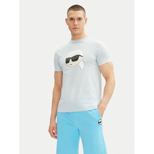 KARL LAGERFELD T-Shirt 755073 552251 Błękitny Regular Fit ze sklepu MODIVO w kategorii T-shirty męskie - zdjęcie 182633963