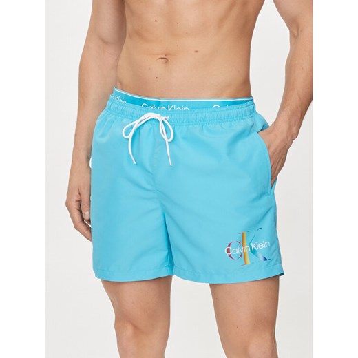 Calvin Klein Swimwear Szorty kąpielowe KM0KM01006 Niebieski Regular Fit ze sklepu MODIVO w kategorii Kąpielówki - zdjęcie 182634184