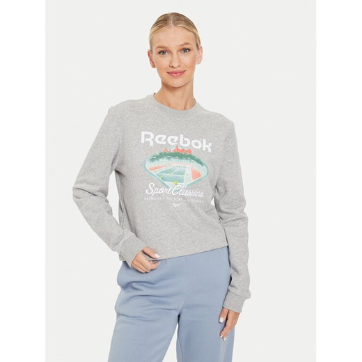 Reebok Bluza Court Sport FT Craw 100076214 Szary Regular Fit ze sklepu MODIVO w kategorii Bluzy damskie - zdjęcie 182634422