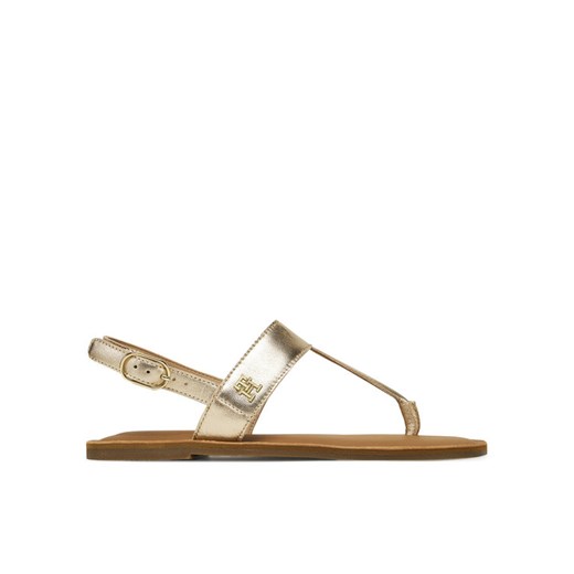 Tommy Hilfiger Sandały Metallic Leather Thong Sandal FW0FW08798 Złoty ze sklepu MODIVO w kategorii Sandały damskie - zdjęcie 182634530