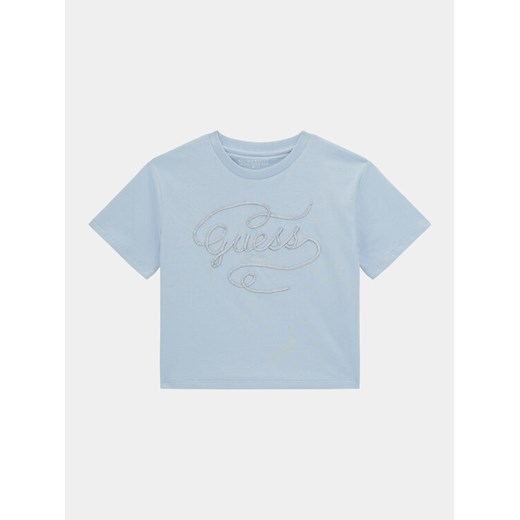 Guess T-Shirt J4RI18 K8HM4 Błękitny Regular Fit ze sklepu MODIVO w kategorii Bluzki dziewczęce - zdjęcie 182634542