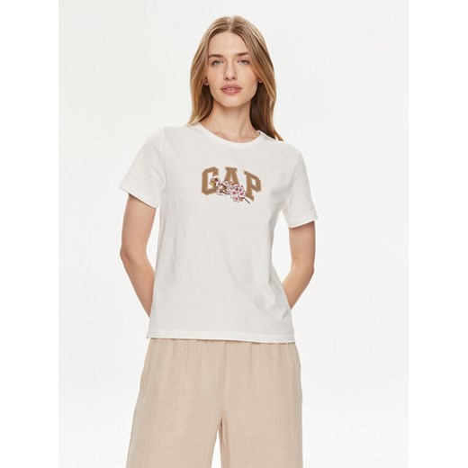 Gap T-Shirt 878165-00 Biały Regular Fit ze sklepu MODIVO w kategorii Bluzki damskie - zdjęcie 182634613