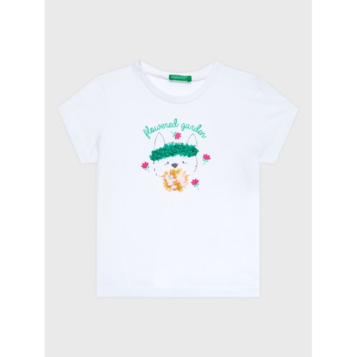United Colors Of Benetton T-Shirt 3096G107O Biały Regular Fit ze sklepu MODIVO w kategorii Bluzki dziewczęce - zdjęcie 182634622