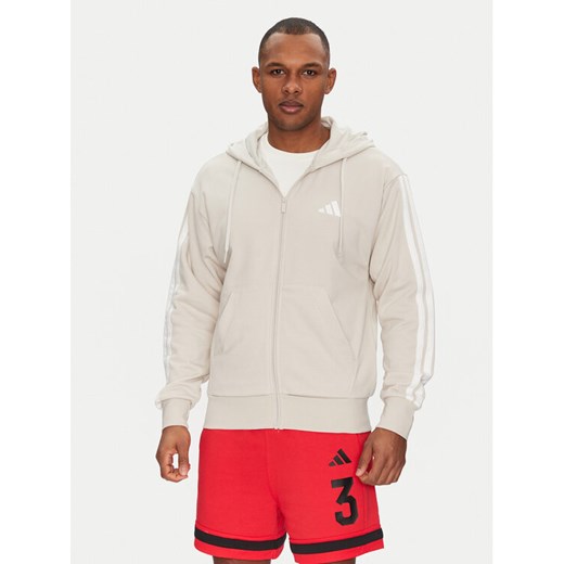 adidas Bluza Essentials 3-Stripes JE6340 Beżowy Regular Fit ze sklepu MODIVO w kategorii Bluzy męskie - zdjęcie 182634813