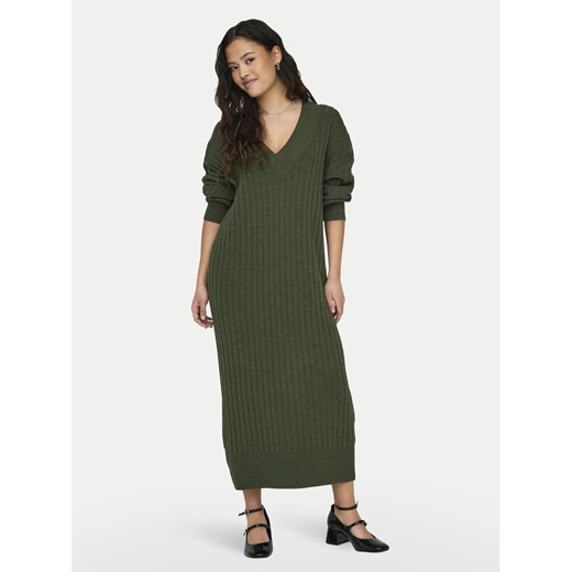 ONLY Sukienka dzianinowa New Tessa 15236372 Zielony Relaxed Fit ze sklepu MODIVO w kategorii Sukienki - zdjęcie 182634942