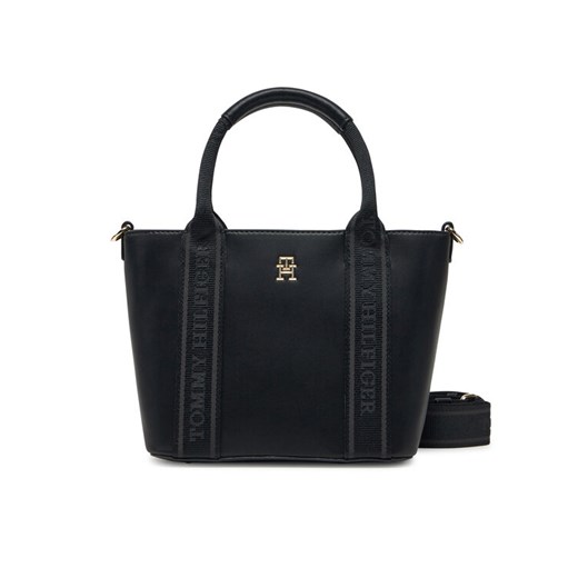 Tommy Hilfiger Torebka Th Logotape Mini Tote AW0AW17201 Czarny ze sklepu MODIVO w kategorii Torby Shopper bag - zdjęcie 182635091