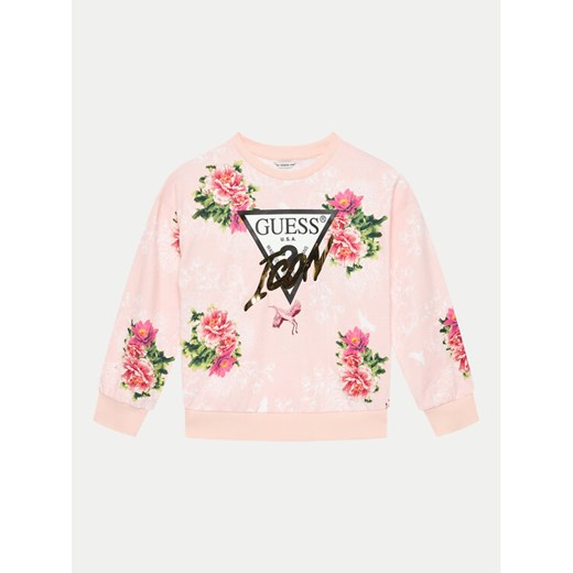 Guess Bluza J4YQ02 KA6R3 Różowy Regular Fit ze sklepu MODIVO w kategorii Bluzy dziewczęce - zdjęcie 182635183