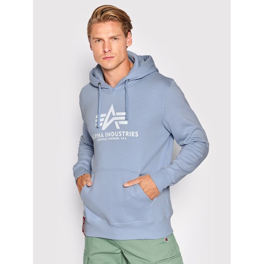 Alpha Industries Bluza Basic 178312 Błękitny Regular Fit ze sklepu MODIVO w kategorii Bluzy męskie - zdjęcie 182635752