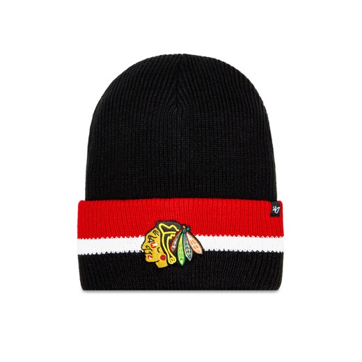 47 Brand Czapka NHL Chicago Blackhawks Split Cuff 47 H-SPLCC04ACE-BKA Czarny ze sklepu MODIVO w kategorii Czapki zimowe damskie - zdjęcie 182635901