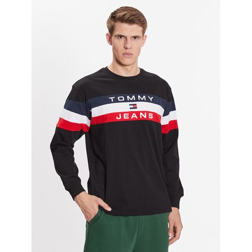Tommy Jeans Longsleeve Colorblock DM0DM16834 Czarny Relaxed Fit ze sklepu MODIVO w kategorii T-shirty męskie - zdjęcie 182635912