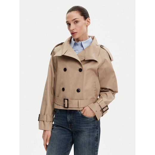 Tommy Hilfiger Trencz WW0WW43933 Beżowy Regular Fit ze sklepu MODIVO w kategorii Płaszcze damskie - zdjęcie 182636012