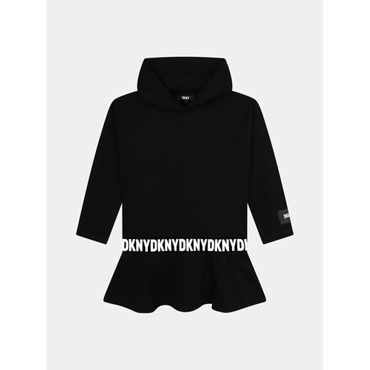 DKNY Sukienka dzianinowa D32905 D Czarny Regular Fit ze sklepu MODIVO w kategorii Sukienki dziewczęce - zdjęcie 182636072