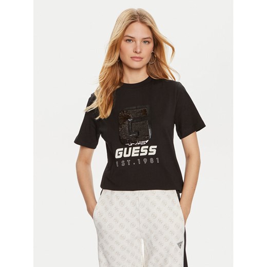 Guess T-Shirt Ines V4YI07 I3Z14 Czarny Regular Fit ze sklepu MODIVO w kategorii Bluzki damskie - zdjęcie 182636402