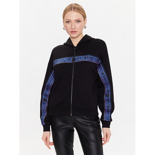 KARL LAGERFELD Bluza Double 226W1806 Czarny Regular Fit ze sklepu MODIVO w kategorii Bluzy damskie - zdjęcie 182636541