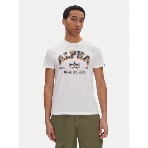 Alpha Industries T-Shirt Small Logo 146511 Biały Regular Fit ze sklepu MODIVO w kategorii T-shirty męskie - zdjęcie 182636774
