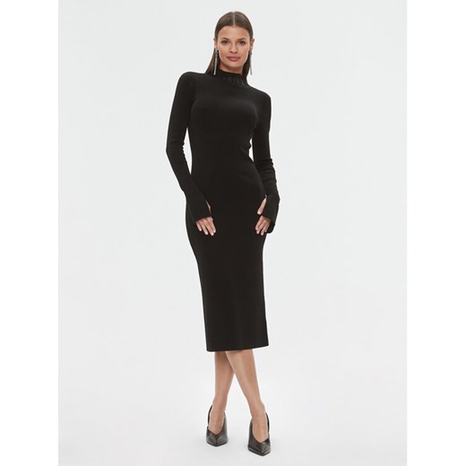 Patrizia Pepe Sukienka dzianinowa 2A2612/K002-K103 Czarny Slim Fit ze sklepu MODIVO w kategorii Sukienki - zdjęcie 182636782