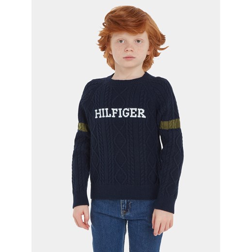 Tommy Hilfiger Sweter Monotype KB0KB08513 Granatowy Regular Fit ze sklepu MODIVO w kategorii Swetry chłopięce - zdjęcie 182636790