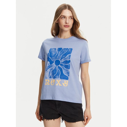 Roxy T-Shirt ERJZT05911 Niebieski Regular Fit ze sklepu MODIVO w kategorii Bluzki damskie - zdjęcie 182636791