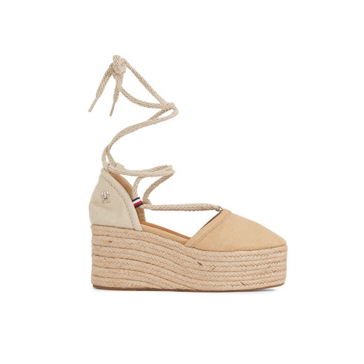Tommy Hilfiger Espadryle Closed Toe Linen Flatform FW0FW07746 Beżowy ze sklepu MODIVO w kategorii Espadryle damskie - zdjęcie 182637040