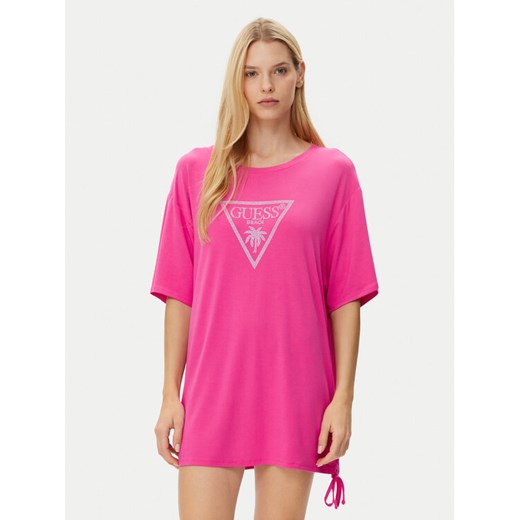Guess T-Shirt E4GI00 K68D2 Różowy Regular Fit ze sklepu MODIVO w kategorii Bluzki damskie - zdjęcie 182637601