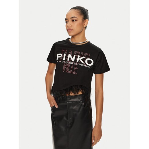 PINKO T-Shirt Martignano 103130 A1LV Czarny Regular Fit ze sklepu MODIVO w kategorii Bluzki damskie - zdjęcie 182637693