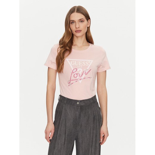 Guess T-Shirt W5GI05 I3Z14 Różowy Regular Fit ze sklepu MODIVO w kategorii Bluzki damskie - zdjęcie 182637713