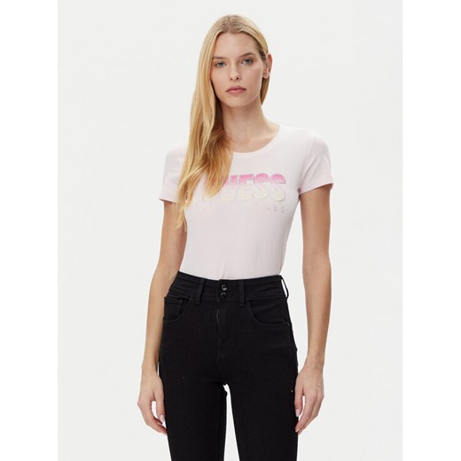 Guess T-Shirt W5GI14 J1314 Różowy Regular Fit ze sklepu MODIVO w kategorii Bluzki damskie - zdjęcie 182637741