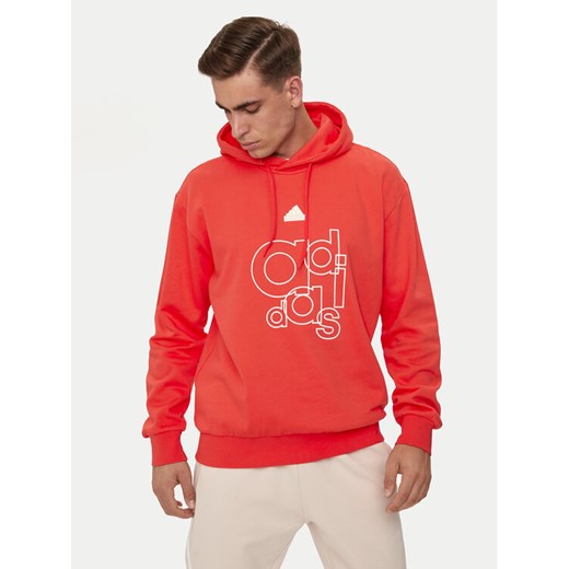 adidas Bluza Graphic Print IS1991 Czerwony Regular Fit ze sklepu MODIVO w kategorii Bluzy męskie - zdjęcie 182637913