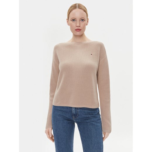Tommy Hilfiger Sweter WW0WW40345 Beżowy Relaxed Fit ze sklepu MODIVO w kategorii Swetry damskie - zdjęcie 182637940