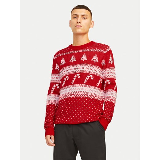 Jack&Jones Sweter Xmas Gabriel 12266118 Czerwony Regular Fit ze sklepu MODIVO w kategorii Swetry męskie - zdjęcie 182638080