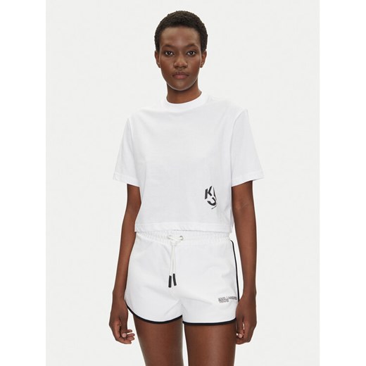 KARL LAGERFELD T-Shirt A2W17076 Biały Cropped Fit ze sklepu MODIVO w kategorii Bluzki damskie - zdjęcie 182638084