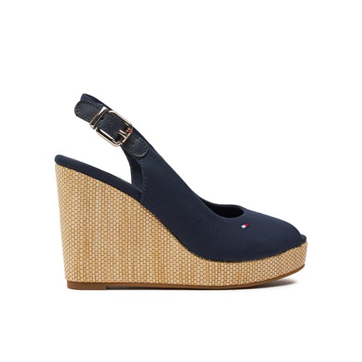 Tommy Hilfiger Sandały Iconic Elena Sling Back Wedge FW0FW04789 Granatowy ze sklepu MODIVO w kategorii Sandały damskie - zdjęcie 182638302