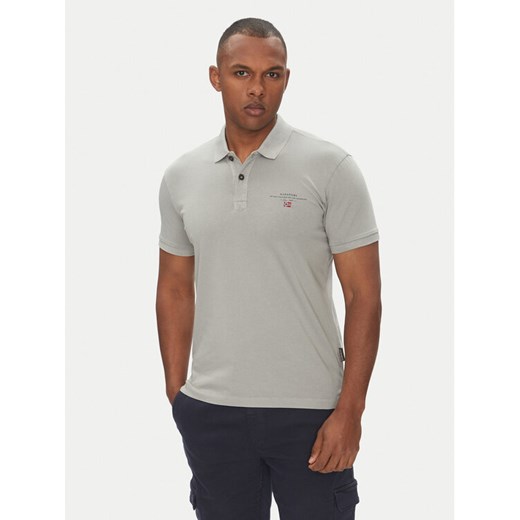 Napapijri Polo Elbas NP0A4GB4 Szary Regular Fit ze sklepu MODIVO w kategorii T-shirty męskie - zdjęcie 182638484