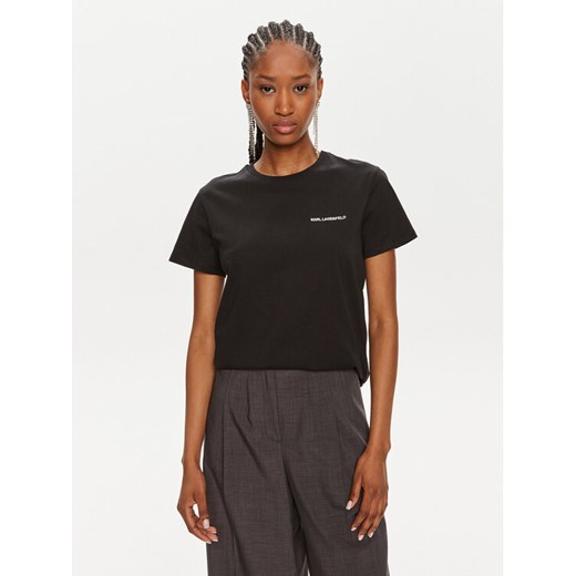 KARL LAGERFELD T-Shirt Essential 245W1714 Czarny Regular Fit ze sklepu MODIVO w kategorii Bluzki damskie - zdjęcie 182638822