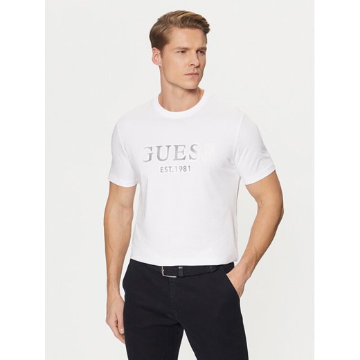 Guess T-Shirt M5RI12 J1314 Biały Slim Fit ze sklepu MODIVO w kategorii T-shirty męskie - zdjęcie 182639144