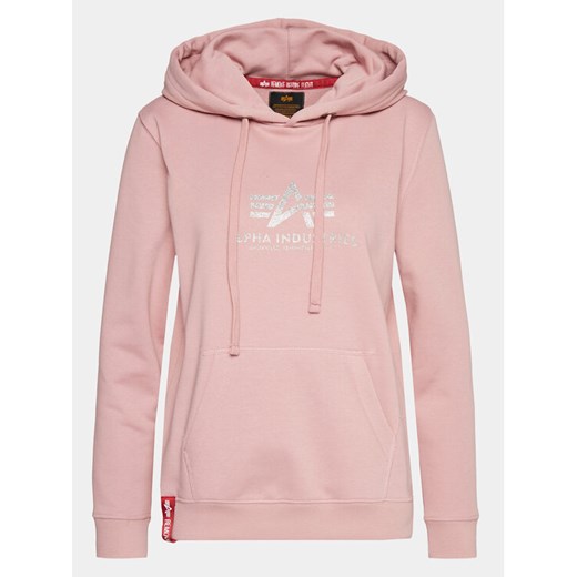 Alpha Industries Bluza New Basic 196032G Różowy Regular Fit ze sklepu MODIVO w kategorii Bluzy damskie - zdjęcie 182639244