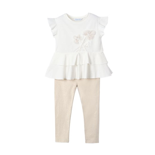 Mayoral Komplet t-shirt i legginsy 3704 Beżowy Regular Fit ze sklepu MODIVO w kategorii Komplety dziewczęce - zdjęcie 182639423