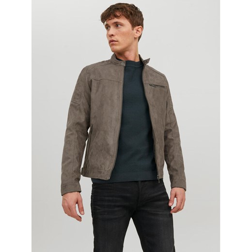 Jack&Jones Kurtka z imitacji skóry Rocky 12147218 Szary Regular Fit ze sklepu MODIVO w kategorii Kurtki męskie - zdjęcie 182639510