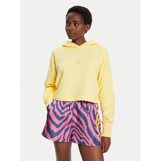 adidas Bluza ALL SZN French Terry 3-Stripes IY6853 Żółty Regular Fit ze sklepu MODIVO w kategorii Bluzy damskie - zdjęcie 182639671