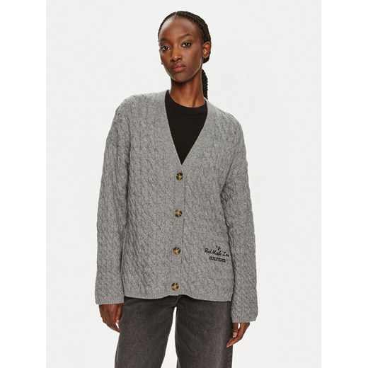 Tommy Hilfiger Kardigan WW0WW42143 Szary Relaxed Fit ze sklepu MODIVO w kategorii Swetry damskie - zdjęcie 182639714