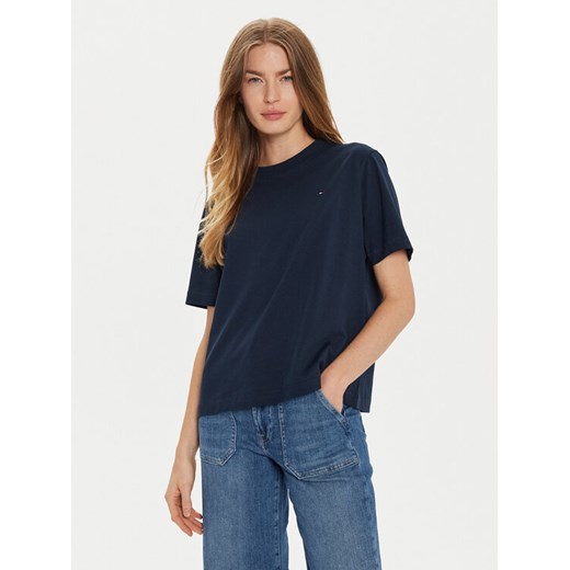 Tommy Hilfiger T-Shirt Modern Flag WW0WW43597 Granatowy Relaxed Fit ze sklepu MODIVO w kategorii Bluzki damskie - zdjęcie 182639754