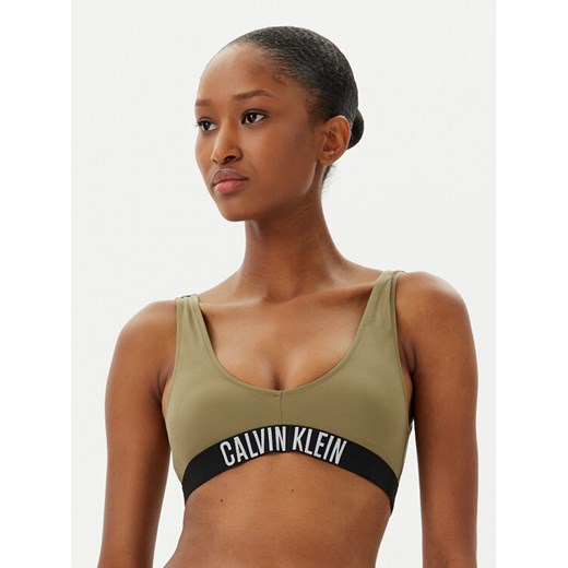 Calvin Klein Swimwear Góra od bikini KW0KW02745 Zielony ze sklepu MODIVO w kategorii Stroje kąpielowe - zdjęcie 182639792