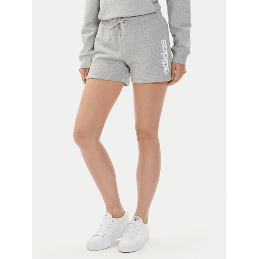 adidas Szorty sportowe Essentials Linear French Terry Shorts IC4443 Szary Slim S MODIVO
