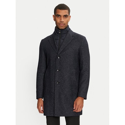 Boss Płaszcz wełniany H-hyde 50528177 Granatowy Slim Fit ze sklepu MODIVO w kategorii Płaszcze męskie - zdjęcie 182640040
