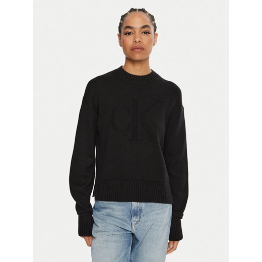 Calvin Klein Jeans Sweter J20J224224 Czarny Regular Fit ze sklepu MODIVO w kategorii Swetry damskie - zdjęcie 182640300