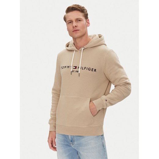 Tommy Hilfiger Bluza Logo MW0MW11599 Beżowy Regular Fit ze sklepu MODIVO w kategorii Bluzy męskie - zdjęcie 182640532
