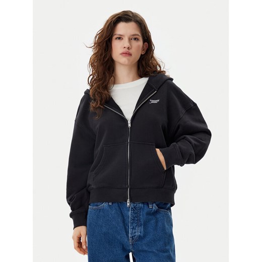 Tommy Jeans Bluza Script Logo DW0DW20303 Czarny Boxy Fit ze sklepu MODIVO w kategorii Bluzy damskie - zdjęcie 182640550