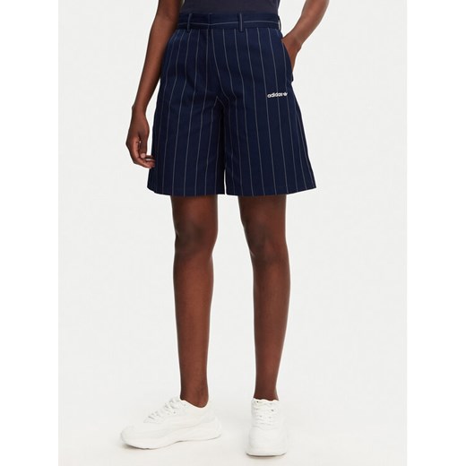 adidas Bermudy Pinstripe JC7683 Granatowy Loose Fit ze sklepu MODIVO w kategorii Szorty - zdjęcie 182640703