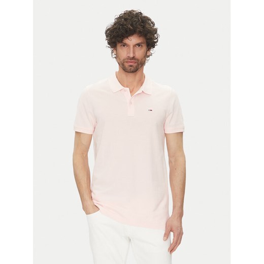 Tommy Jeans Polo DM0DM20676 Różowy Slim Fit ze sklepu MODIVO w kategorii T-shirty męskie - zdjęcie 182640741